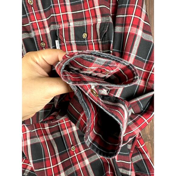 Carhartt Relaxed Fit Long Sleeve Plaid Long Sleeve Shirt Red Black 101756 Men XL - Picture 5 of 6